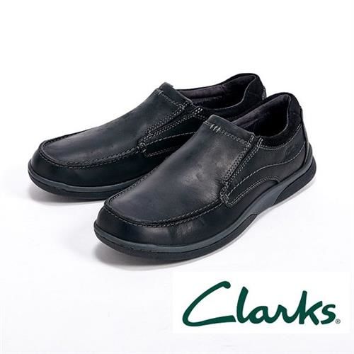 【Clarks】Randle Free休閒直套式皮鞋男鞋-黑