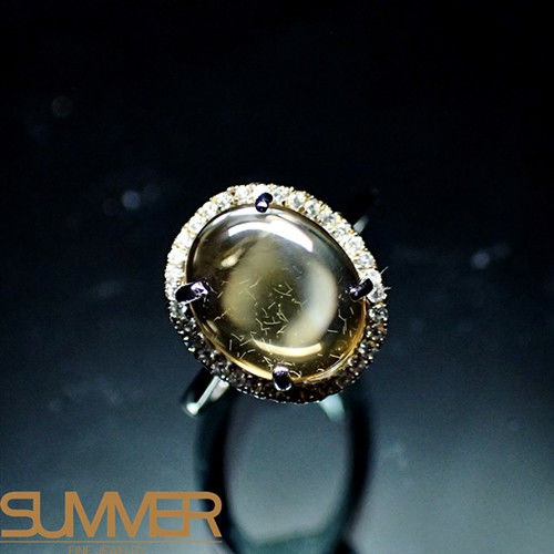  SUMMER寶石 天然優雅迷人黃水晶戒指(925銀)