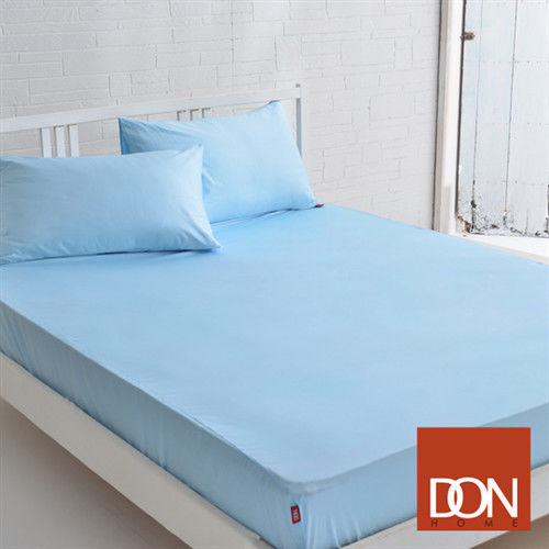 DON 原色時尚 加大200織精梳純棉床包枕套三件組-晴空藍