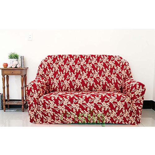 【Osun】一體成型防蹣彈性沙發套、沙發罩圖騰款2人座(富貴招財-紅金盞花)