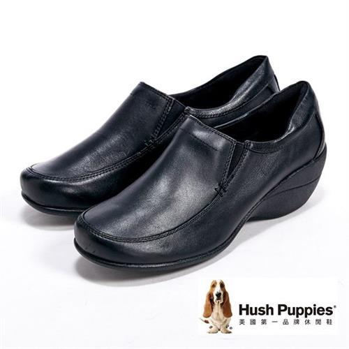 Hush Puppies厚底簡約直套式女鞋-黑