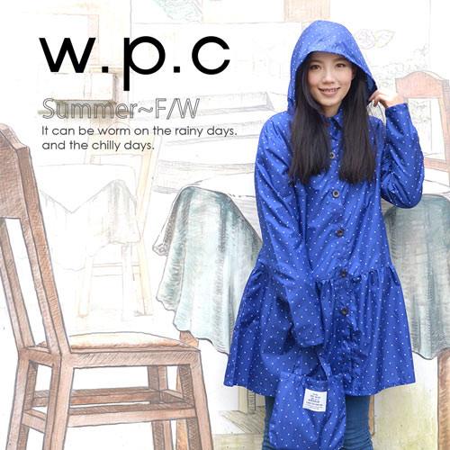 w.p.c.微甜裙襬款 時尚雨衣/風衣(R1006)-寶石藍