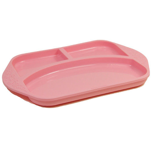 【MARCUS&MARCUS】動物樂園矽膠兒童餐盤-粉紅豬(粉)-行動