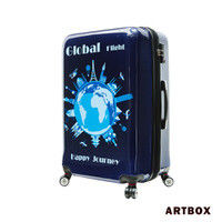 ARTBOX 蔚藍城市20吋可加大飛機輪鏡面硬殼行李箱一世界旅行