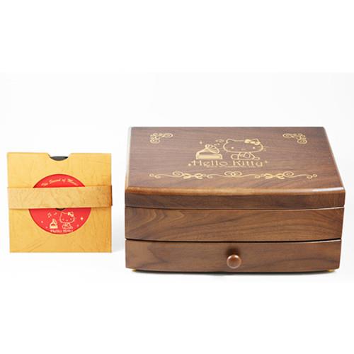 【Hello Kitty】三麗鷗授權胡桃木 音樂盒 收納盒