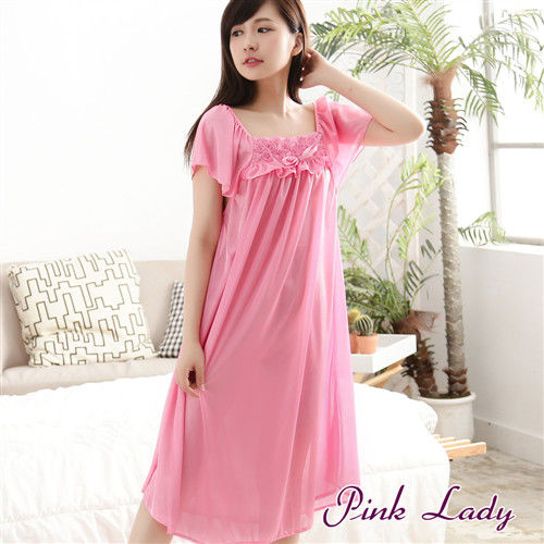 【PINK LADY】法式浪漫珍珠絲緞連身睡裙8838(粉)