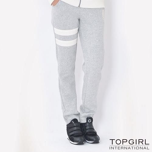  【TOP GIRL】撞色休閒長褲 (淺麻灰)