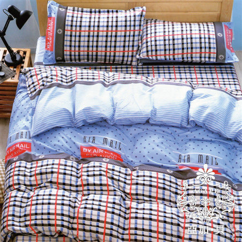 【AGAPE亞加‧貝】《MIT台灣製-休閒藍調》舒柔棉雙人加大6尺三件式薄床包組(百貨專櫃精品)