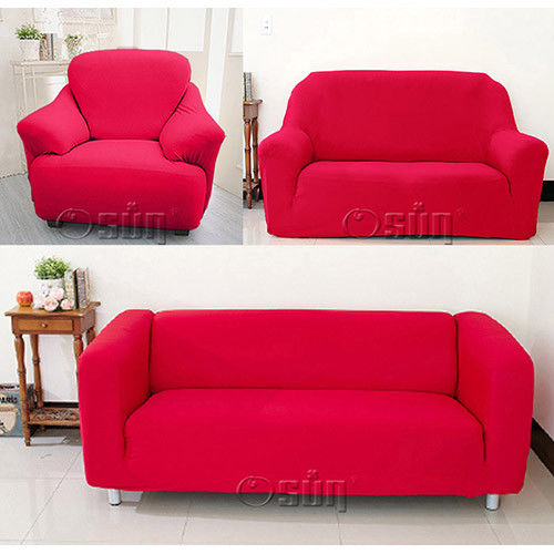 Osun-一體成型防蹣彈性沙發套/沙發罩_1+2+3人座 素色款 富貴紅
