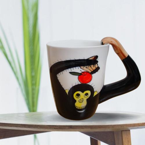 3D動物造型手繪風陶瓷杯- 黑猩猩(350ml)