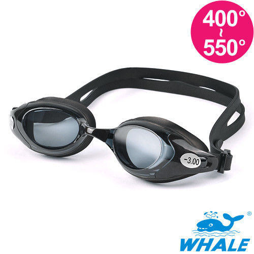 TRANSTAR 度數泳鏡WHALE系-抗UV塑鋼鏡片-防霧純矽膠(400-550度)