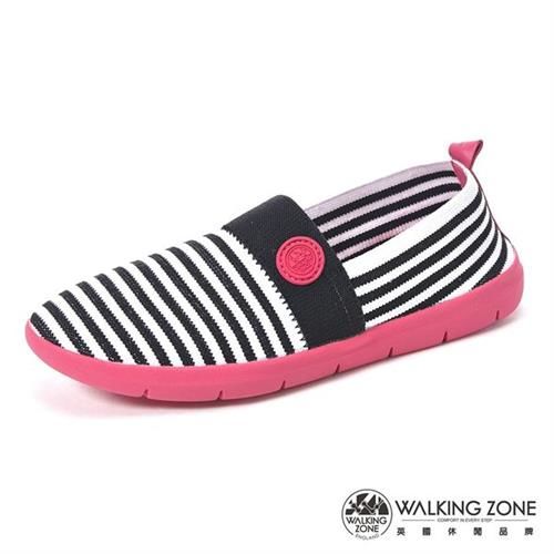 【WALKING ZONE】3D超彈力條紋女鞋COLOR RUN-黑(另有灰/藍)
