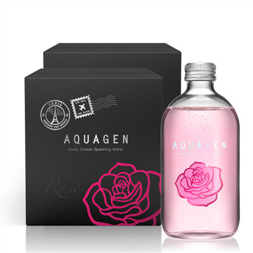 AQUAGEN 海洋深層氣泡水Rose法國玫瑰風味2箱(共48瓶x330mL/箱)