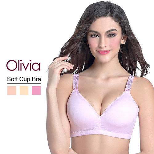 【Olivia】3D無鋼圈無痕上開扣式舒適棉質哺乳內衣 (粉色)