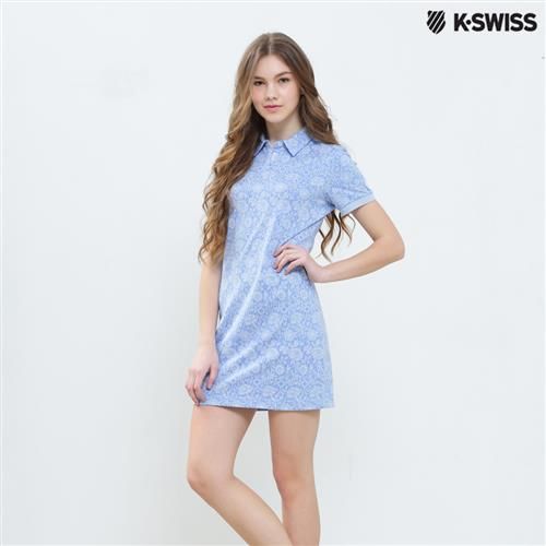 K-Swiss Allover Print Tennis Dress連身網球洋裝-女-天空藍  S-XXL