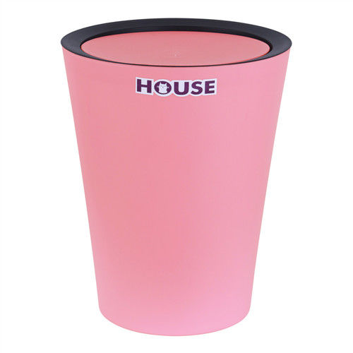 鬱金香圓型搖蓋垃圾桶-大粉紅色