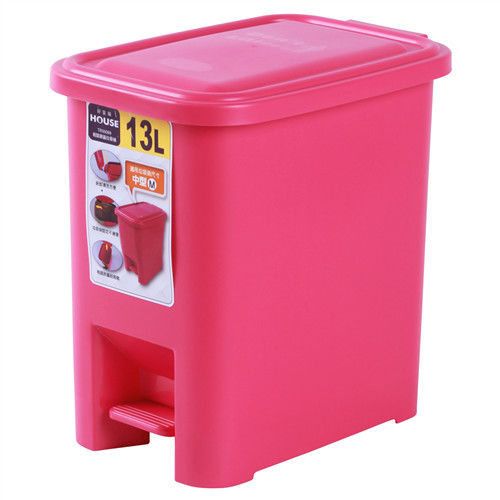 輕踏掀蓋垃圾桶-8L粉紅色