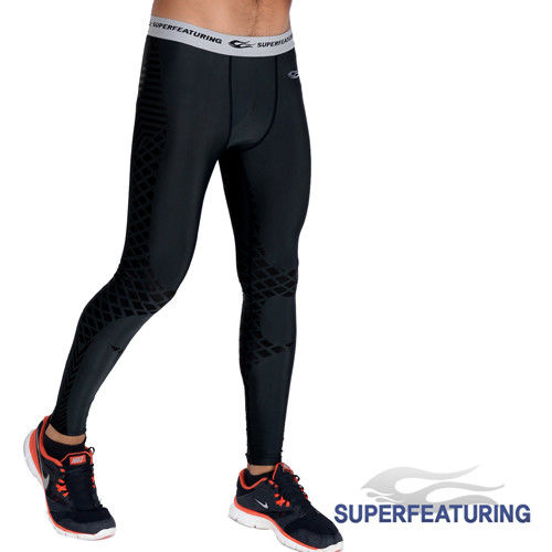SUPERFEATURING 專業跑步 三鐵 Training運動壓縮緊身褲 黑色