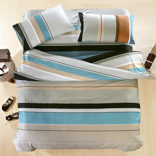 BELLE VIE 精梳棉加大床包兩用被五件組 悠閒生活