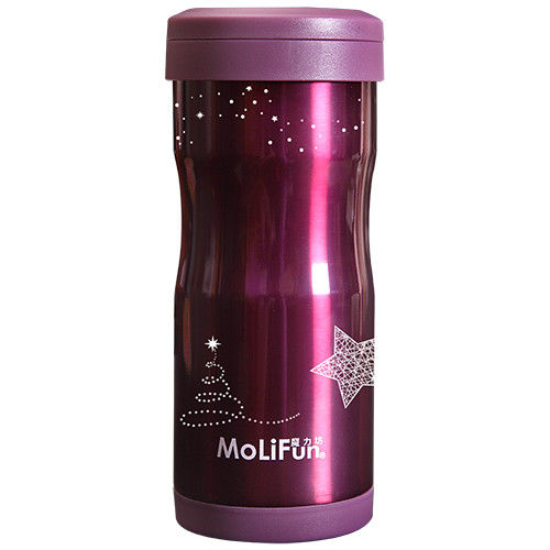 MoliFun魔力坊 不鏽鋼雙層高真空附專利濾網保溫杯瓶350ml-典雅紫限定款
