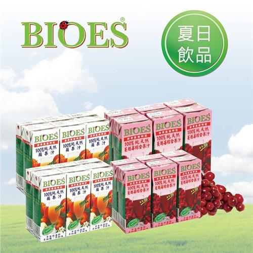 【囍瑞 BIOES】100%純天然隨身瓶(蘋12+蔓12)水果原汁24入(200ml/瓶)