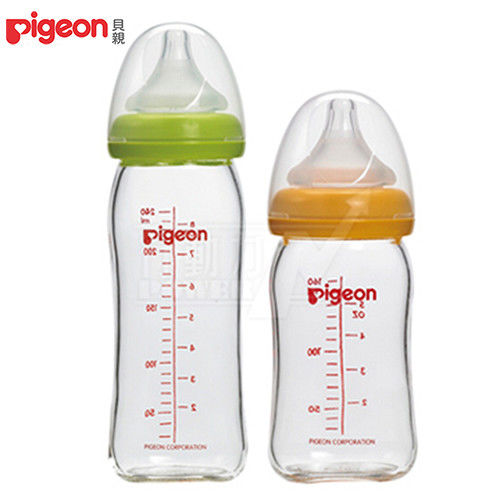 日本《Pigeon 貝親》母乳實感寬口玻璃奶瓶組【240ml+160ml】