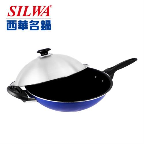 《西華Silwa》37cm藍瓷超硬不沾炒鍋