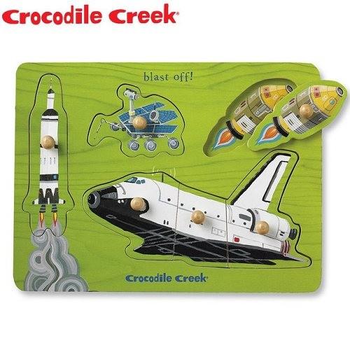 【美國Crocodile Creek】寶寶木製拼圖(太空世界)