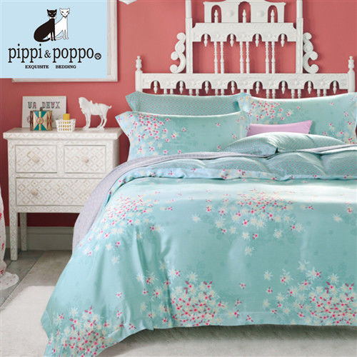 【pippi  poppo】艾薇花園 60支100%天絲雙人加大七件式床罩組(6X6.2尺)