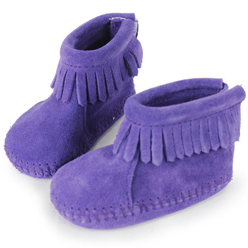 MINNETONKA 紫色後貼式麂皮莫卡辛 嬰兒短靴