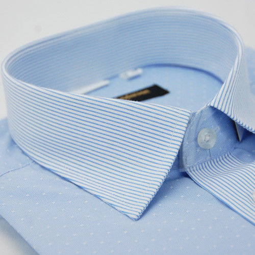 【金安德森】藍底變化領白點窄版短袖襯衫