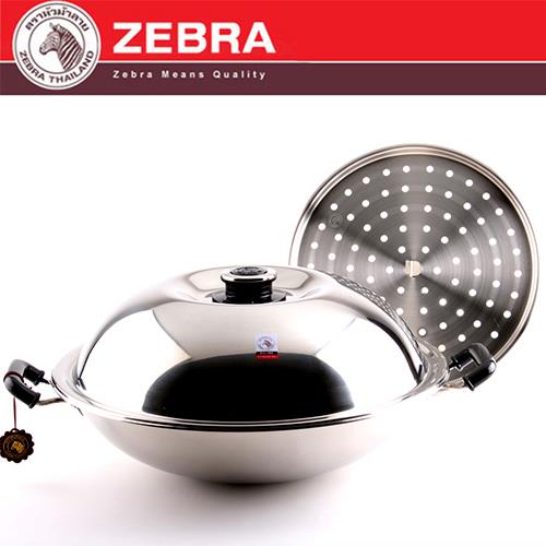 【斑馬 ZEBRA】複合金雙耳42cm炒鍋(附蒸盤)