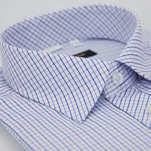 【金安德森】紫藍格紋窄版短袖襯衫