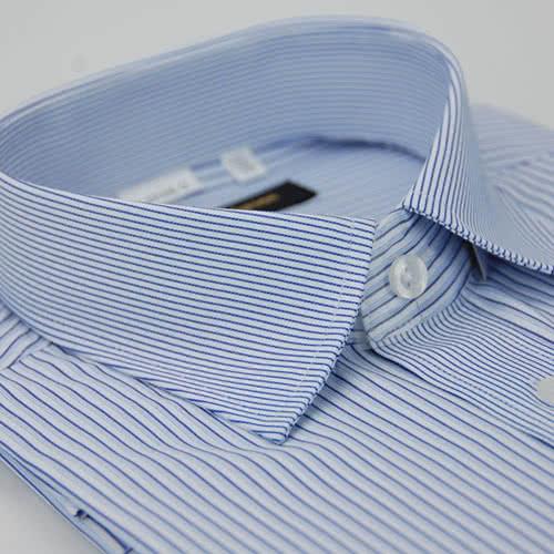 【金安德森】藍白條紋相間變化領窄版短袖襯衫