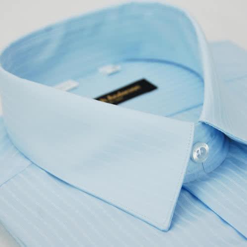 【金安德森】藍色類絲質窄版短袖襯衫