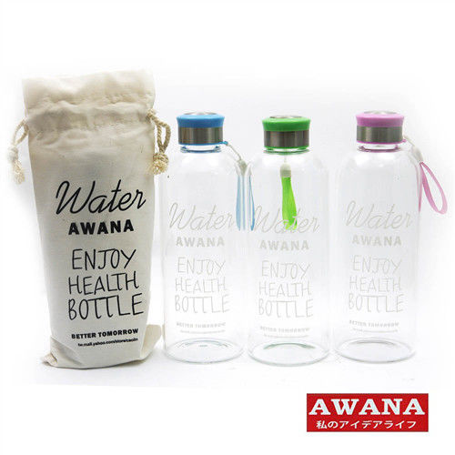 AWANA 透明玻璃塗鴉水瓶1000ml