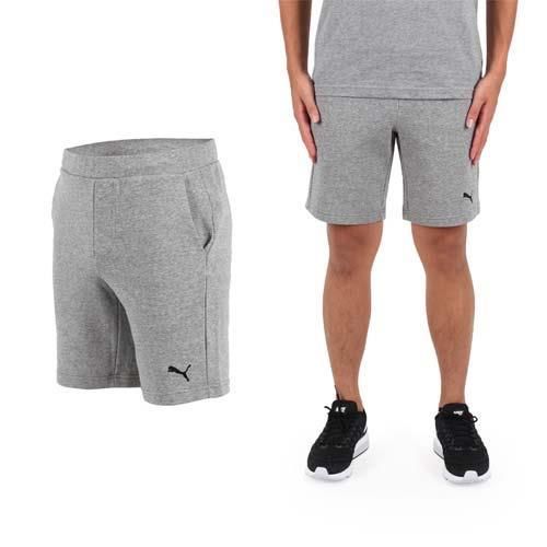 【PUMA】男素色9吋短褲-慢跑 路跑 健身 訓練 灰黑  70%棉30%聚脂纖維
