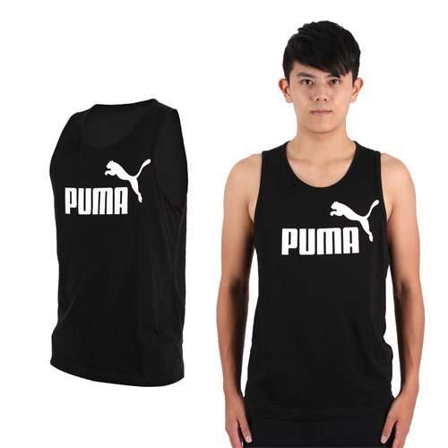 【PUMA】男LOGO休閒背心-路跑  健身 訓練 黑白  100%棉