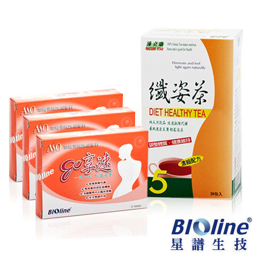 【BIOline星譜生技】代謝速攻組-go享速(10錠x3)+纖姿茶(36包/盒)