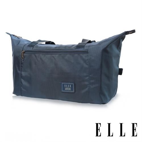 【ELLE HOMME】紳士輕旅專用可掛式摺疊收納尼龍手提行李包(沉穩藍 EL82360-08)