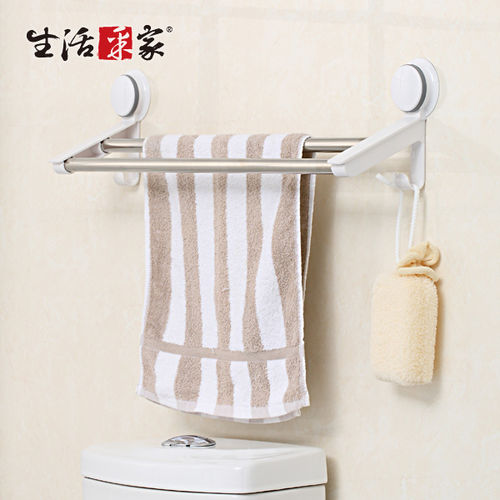【生活采家】GarBath吸盤系列衛浴不鏽鋼雙桿掛勾浴巾/毛巾架#22077