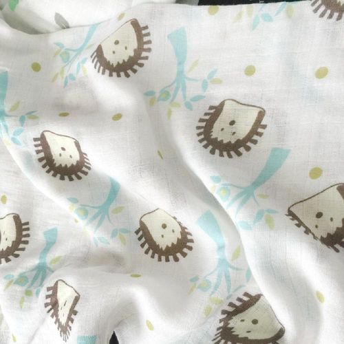 【Muslin tree】嬰兒多功能竹纖維雙層紗布包巾 - 可愛刺蝟