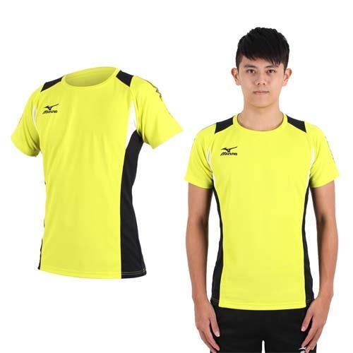 【MIZUNO】男排球短袖上衣- T恤 路跑 慢跑 亞瑟士 黃黑