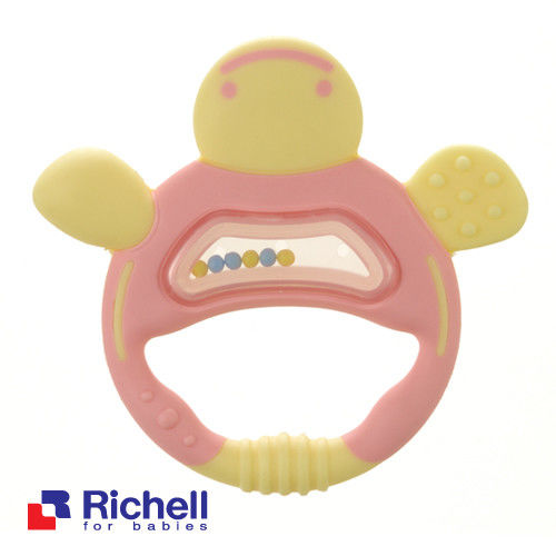 任-Richell日本利其爾 固齒器-粉紅色手指形狀(盒裝)