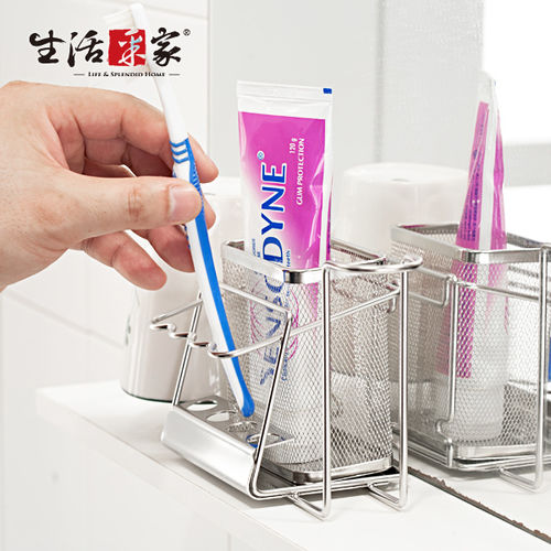 【生活采家】台灣製304不鏽鋼浴室吸盤式牙刷牙膏架#27046