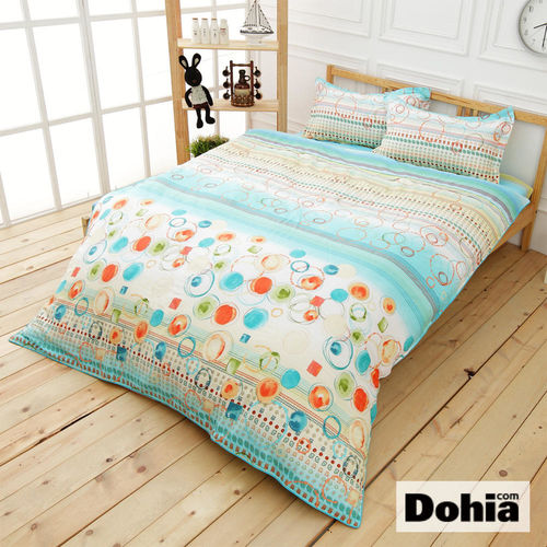 《Dohia- 清沫璃玉》雙人加大四件式精梳純棉兩用被薄床包組