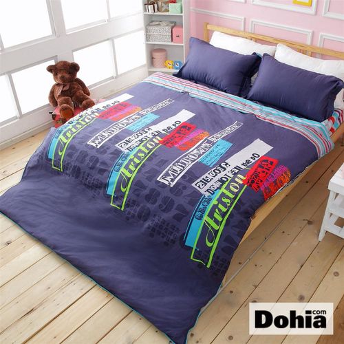 《Dohia-阿里斯騰》雙人加大四件式精梳純棉兩用被薄床包組
