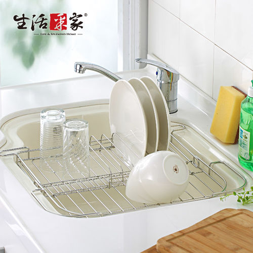 【生活采家】台灣製304不鏽鋼廚房水槽伸縮瀝水架#27016