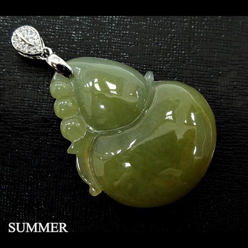 【SUMMER寶石】《買一送一》天然緬甸A貨翡翠項鍊-加贈平安扣(蜜糖黃-V12-25)
