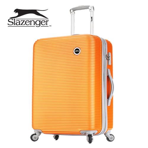 【英國 Slazenger 史萊辛格】 24吋 珠光橫條紋行李箱/拉桿箱/旅行箱(陽光橘)